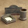 #TC-6100730               $25.44
Tooled Desk Set
Includes: memo pad holder, pen cup, & letter holder.