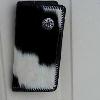 Hair on Roper Check book
        Handmade Original
      Item  #764 
       $83.00 
Black & white hairs front & back-few brown hairs,  Black Lace Edge, 1" inch silver tone celtic knot concho, 5 credit card slots built in, plastic check protector, plastic photo pocket